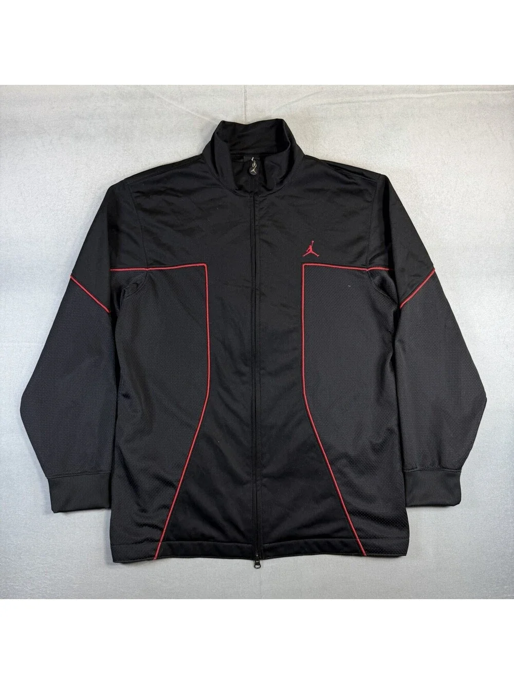 Vintage Air Jordan Track Jacket Mens Large Black Red Bred Jumpman Full Zip Y2K